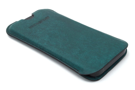 iphone 15 leather sleeve - turquoise