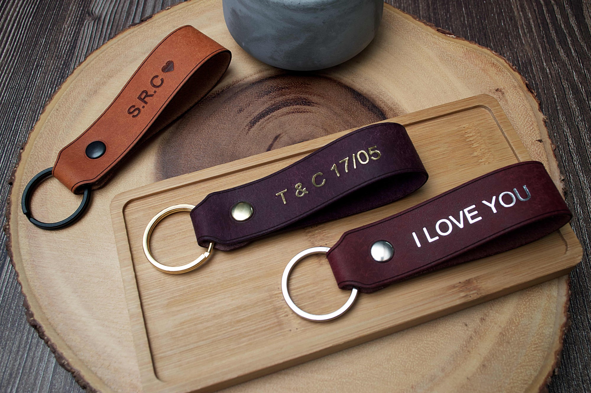 Personalised Leather Keyring - 25mm Wide