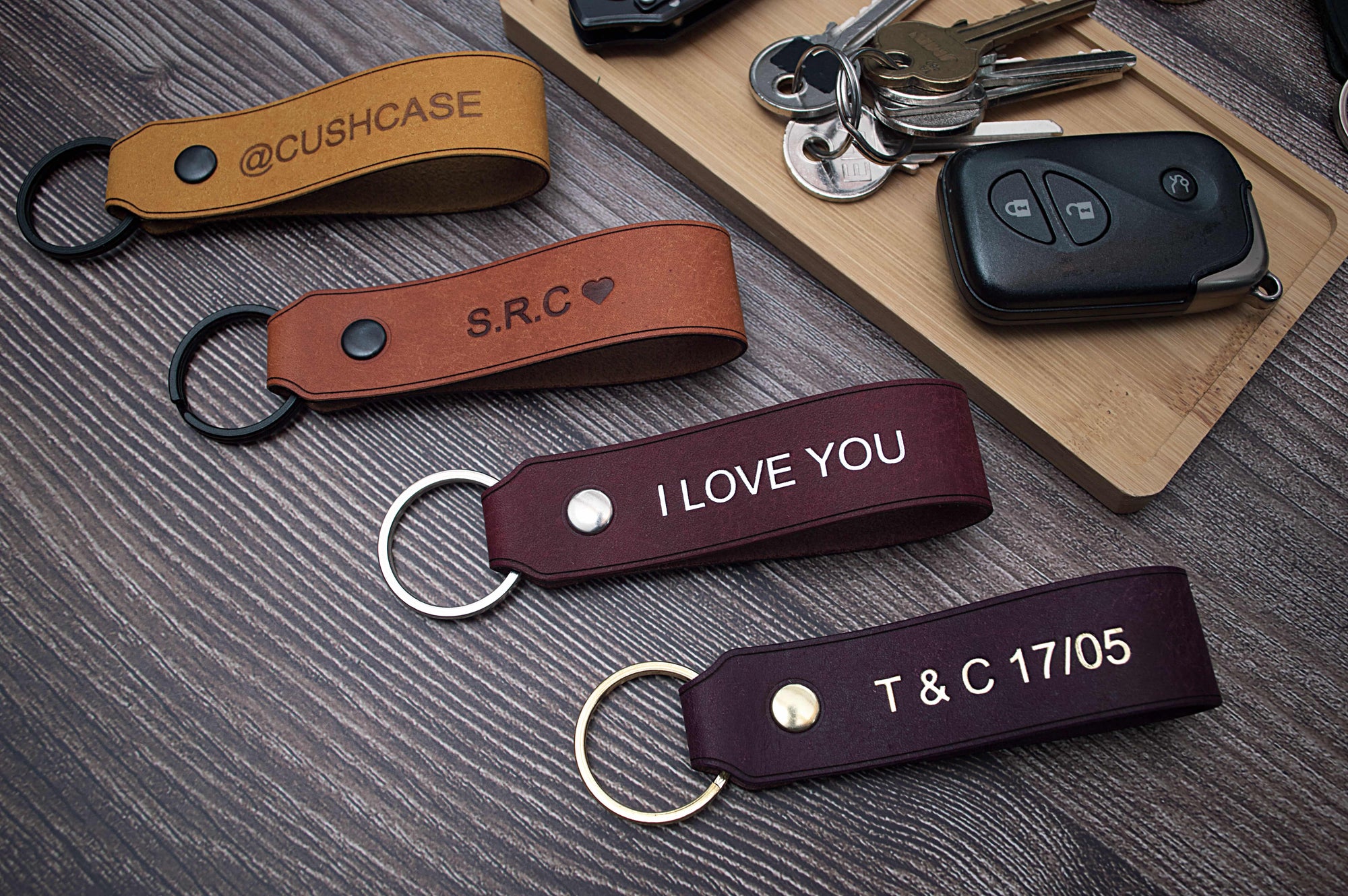 Personalised Leather Keyring - 25mm Wide