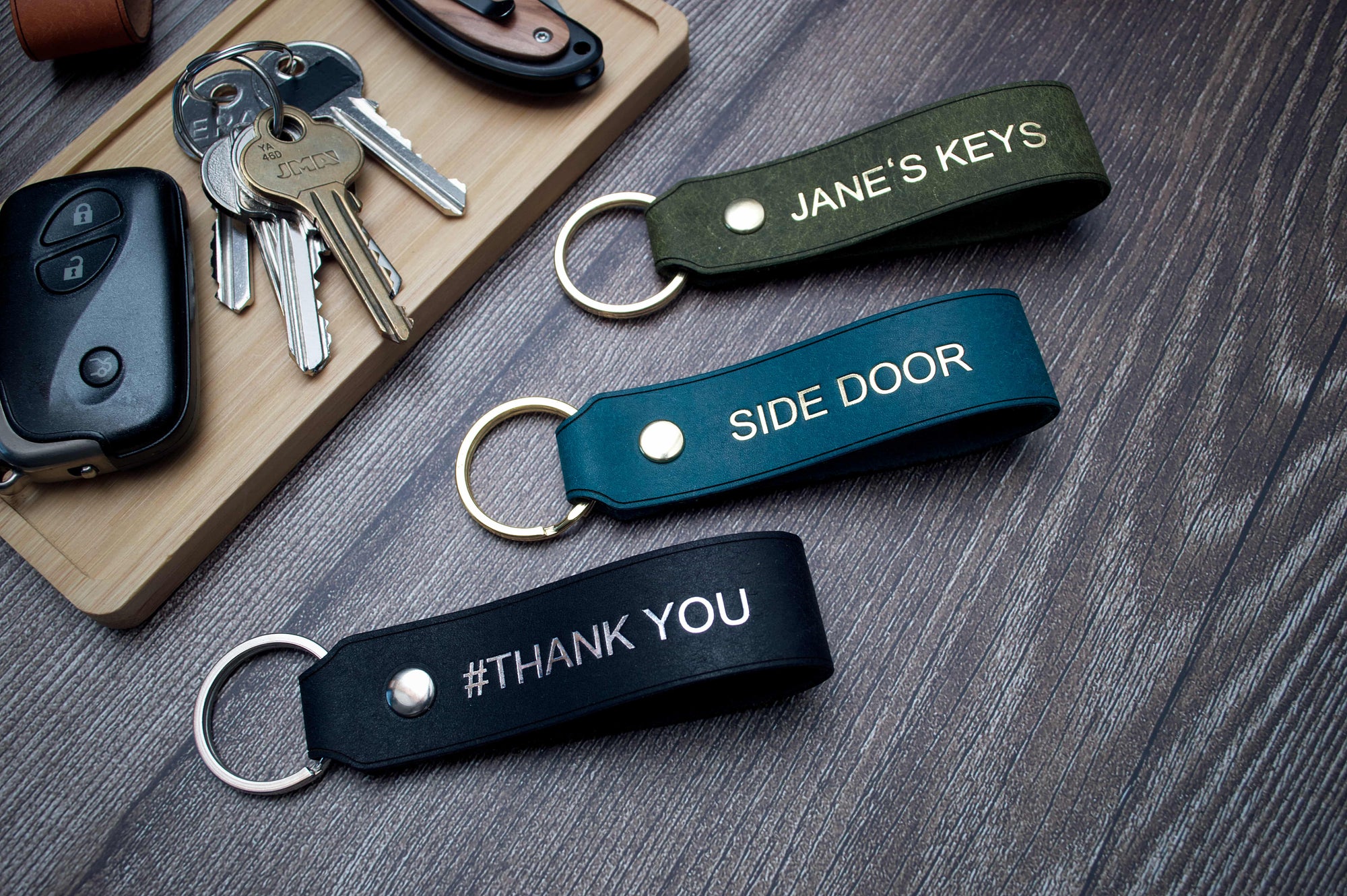 Personalised Leather Keyring - 25mm Wide