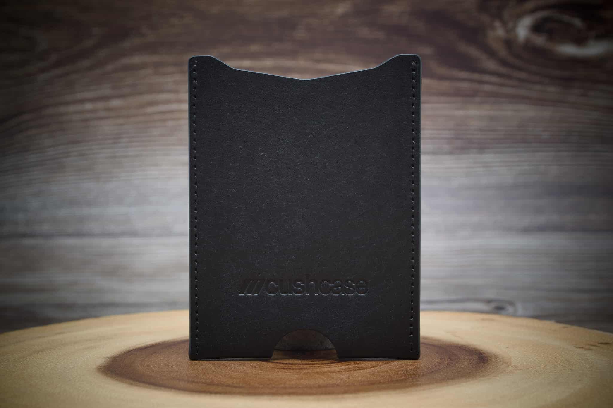Black leather card wallet