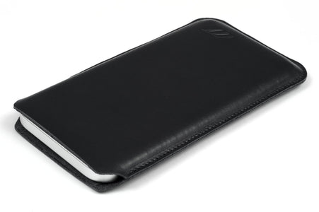iphone 15 pro sleeve case - leather - black