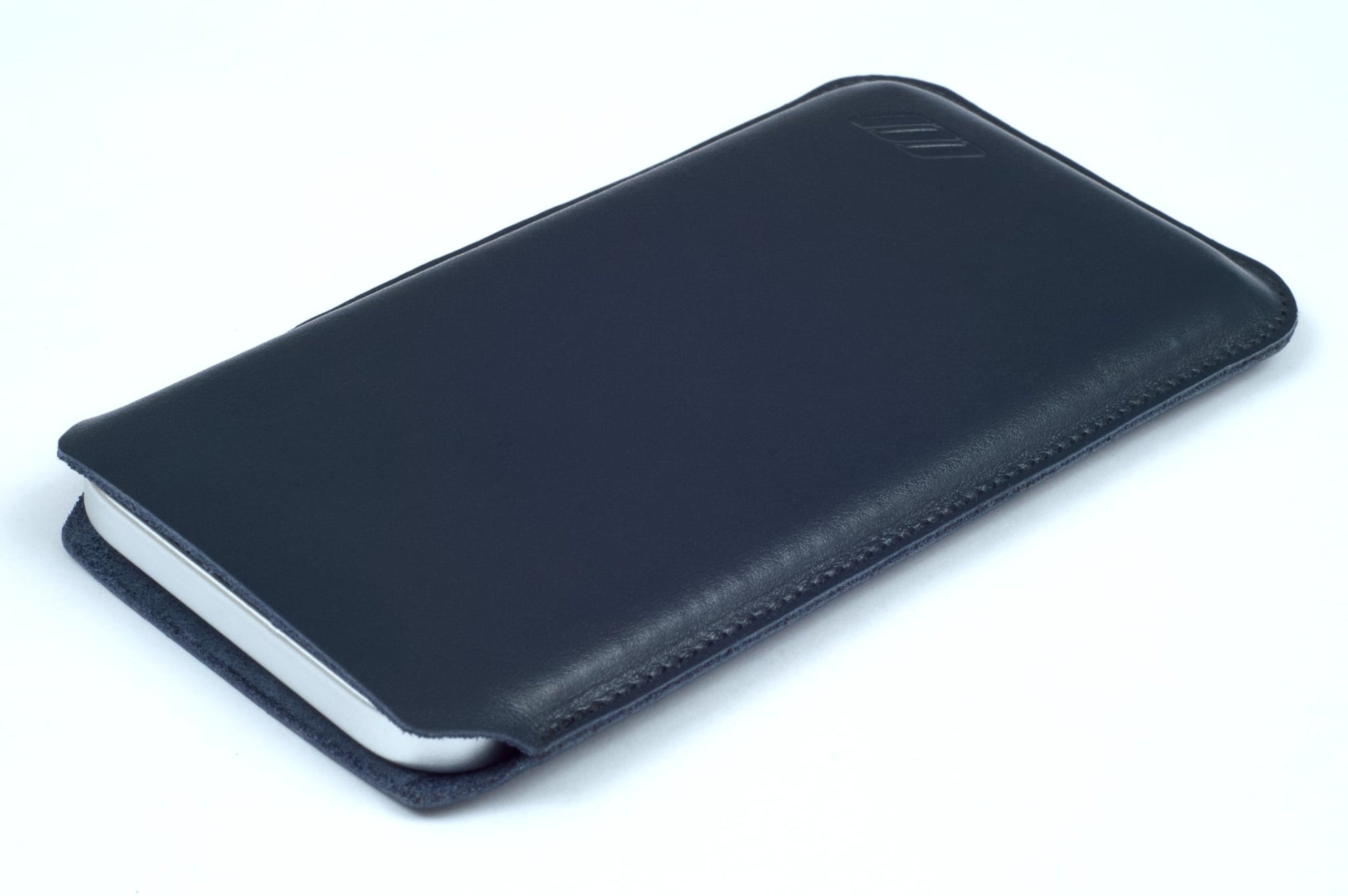 iphone 15 pro max leather sleeve - leather - navy blue