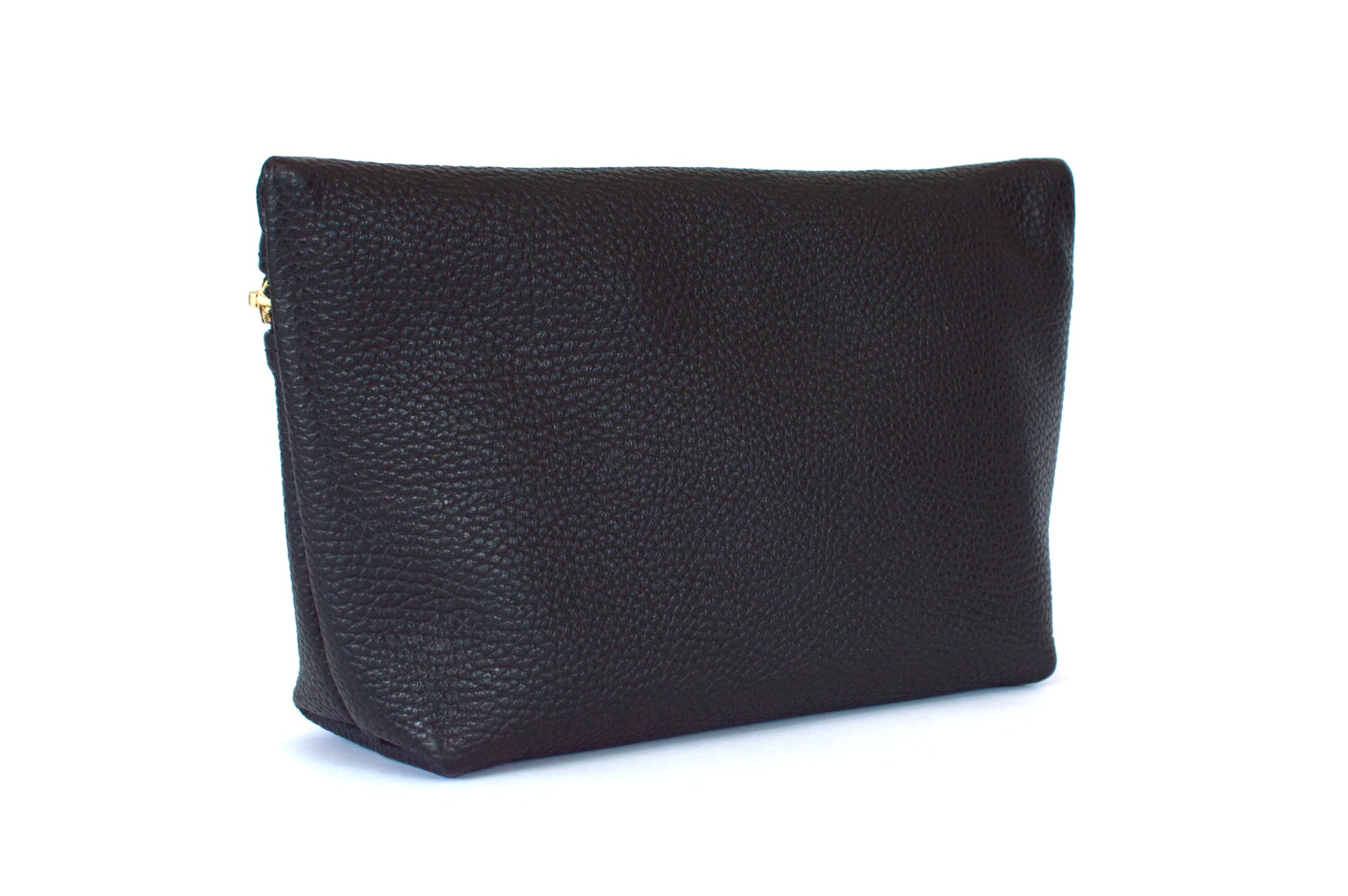 Large Makeup Bag - Pebbled Leather - Black