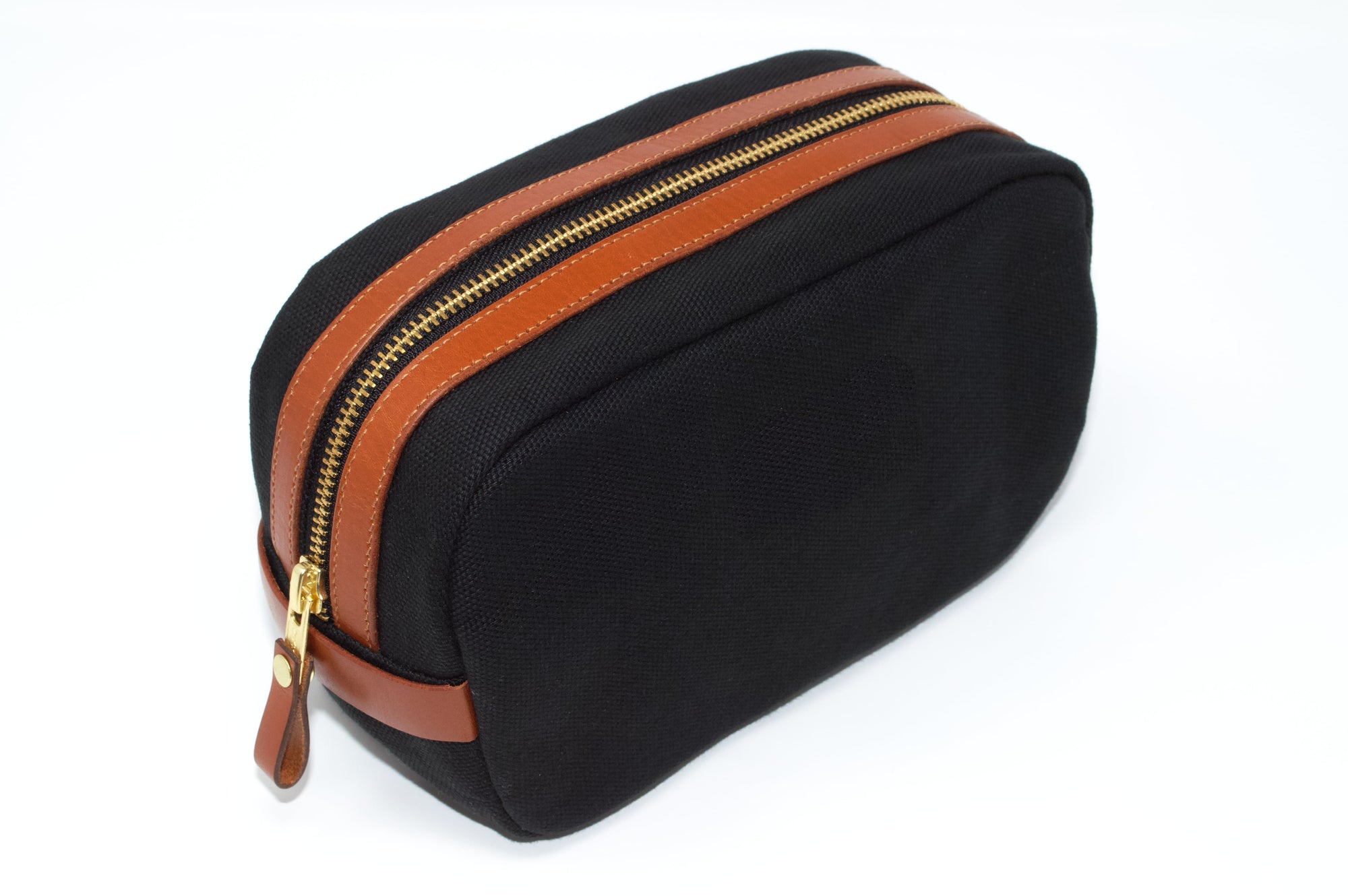 Pioneer Waxed Canvas Wash Bag - Black/Tan